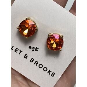Violet & Brooks Round Crystal Earrings Dual Color Pink Peach Gold Tone Studs